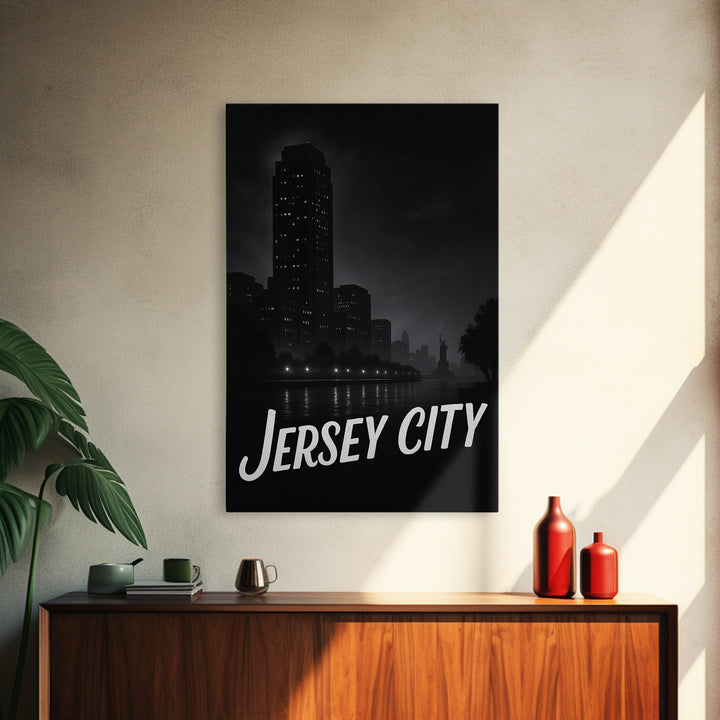 Jersey City New Jersey Travel Poster, Canvas Print, Vintage Noir Poster Art, Jersey City Wall Art, Poster Art, Travel Poster Set, Poster Art