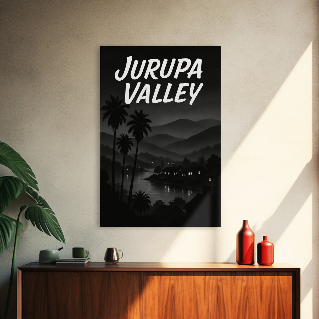 Jurupa Valley California Travel Poster, Canvas Print, Night Street Poster Art, Jurupa Valley Wall Art, Vintage Travel Art, Travel Poster Art
