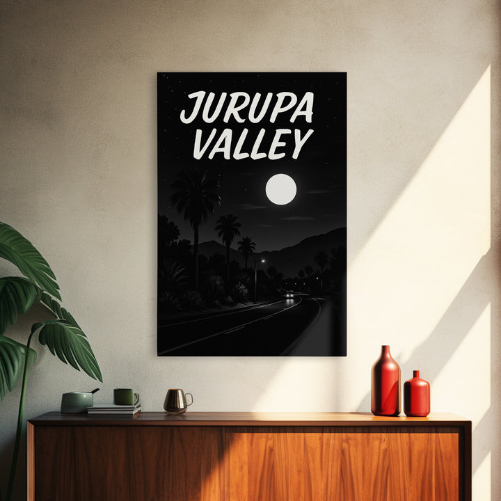 Jurupa Valley Travel Poster, Framed Canvas Print, Vintage Noir Poster Art, Jurupa Valley City Art, Vintage City Art, Mid Century Wall Art
