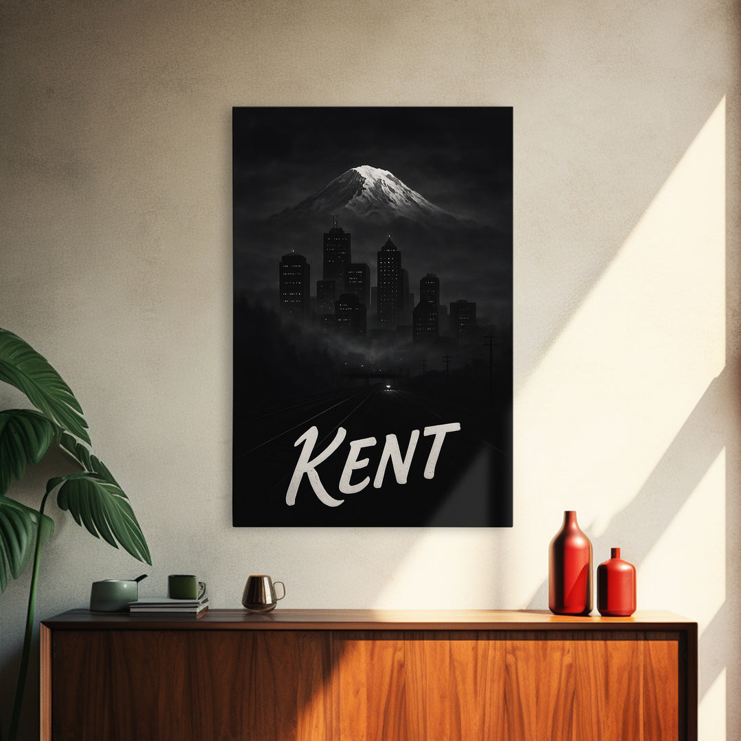 Kent Washington Travel Poster, Canvas Print, Night Street Poster Art, Kent Poster Print, City Art Print, Wanderlust Decor, Wall Decor