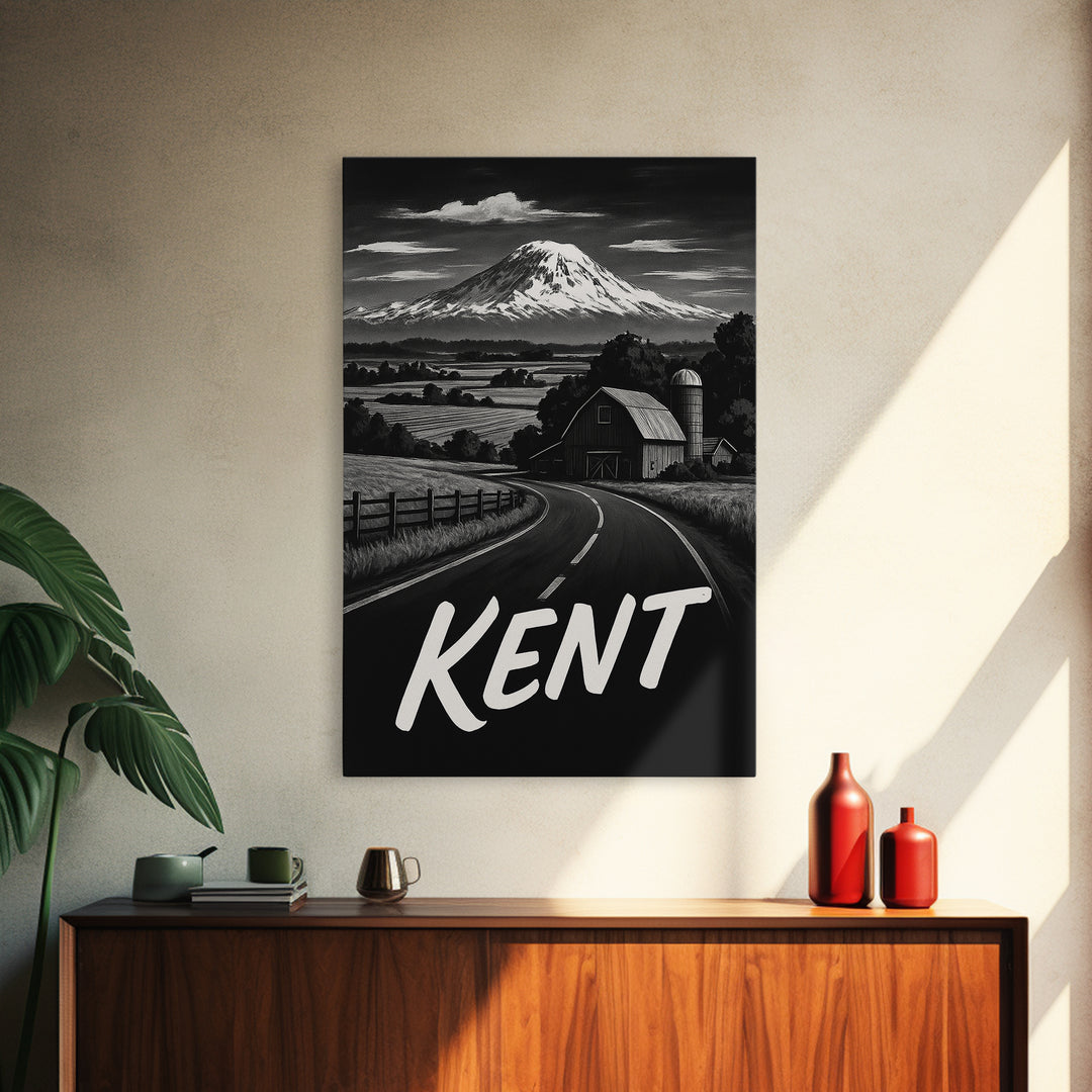 Kent Travel Poster, Canvas Print, Black And White Travel Art, Kent Art Print, Fine Art Print, Travel Art Print, Vintage Travel Art