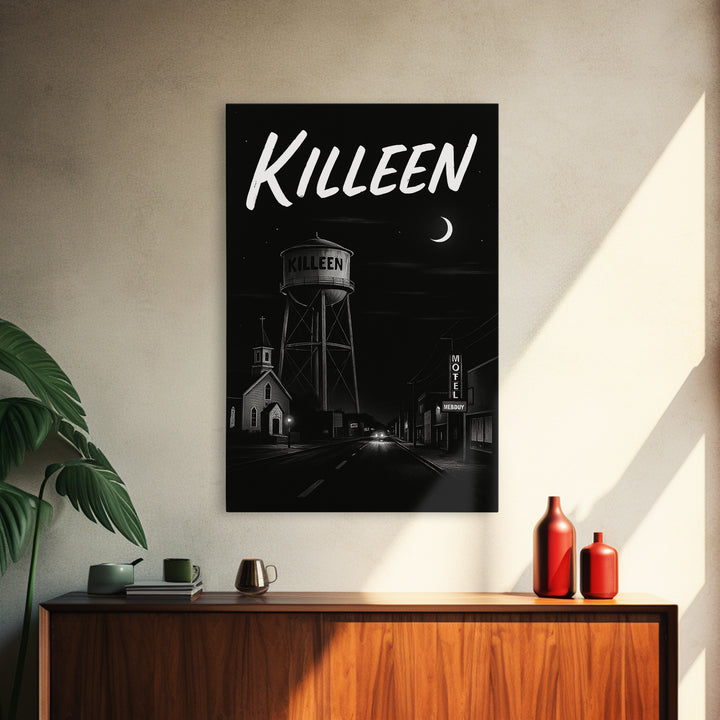 Killeen Travel Poster, Canvas Print, Black And White Travel Art, Killeen Wall Art, City Art Print, Vintage City Poster, City Travel Prints