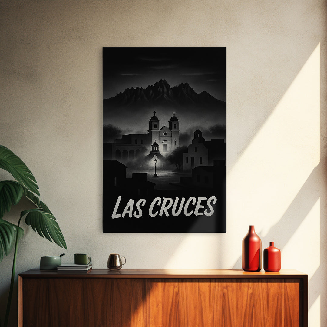 Las Cruces New Mexico Travel Poster, Canvas Print, Black And White Travel Art, Las Cruces Art Print, Travel Print, Vintage Travel Art