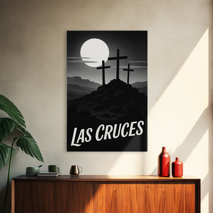 Las Cruces Travel Poster, Framed Canvas Print, Black And White Travel Art, Las Cruces Poster Print, Wanderlust Decor, Fine Art Print