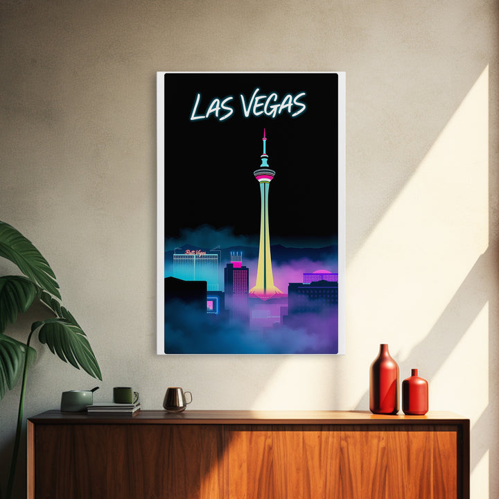 Las Vegas Travel Poster, Framed Canvas Print, Black And White Travel Art, Las Vegas Art Print, Eclectic Wall Decor, Travel Poster Art