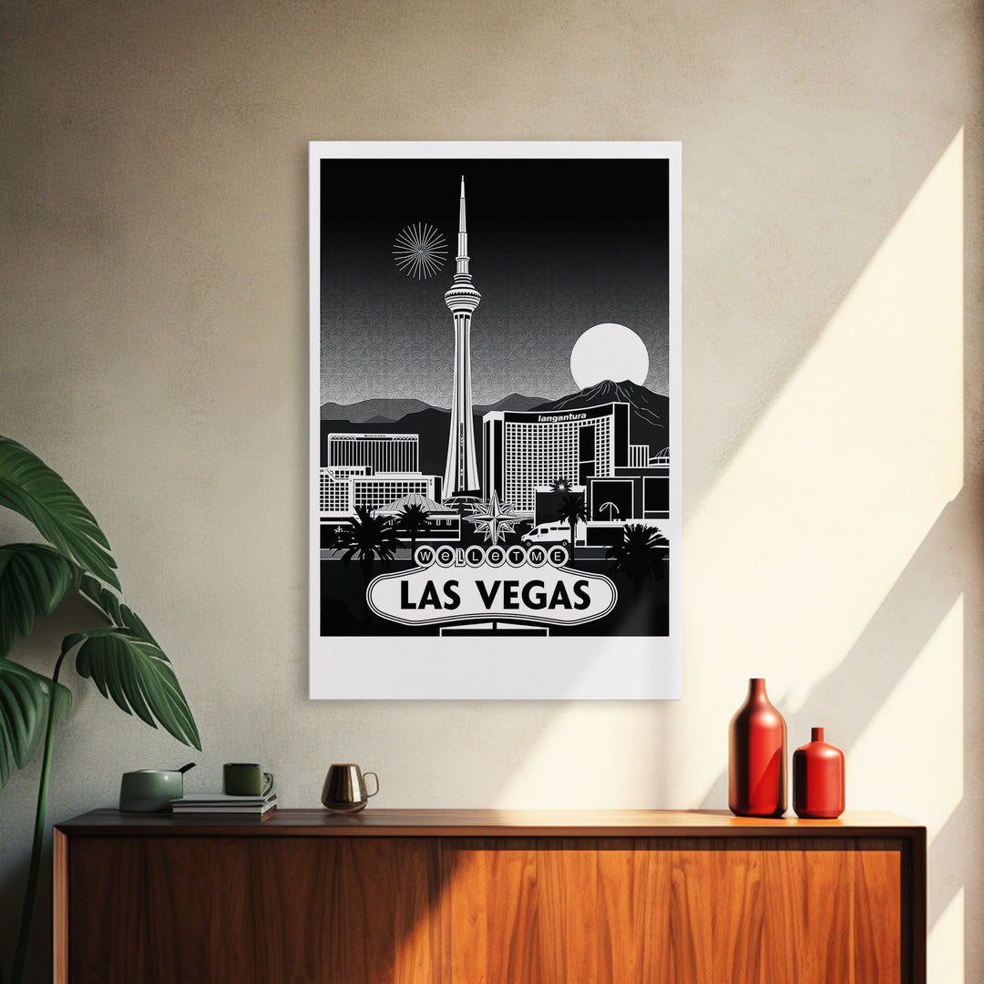 Las Vegas Travel Poster, Framed Canvas Print, Night Street Poster Art, Las Vegas Wall Art, Vintage Travel Art, Fine Art Print, Wall Art