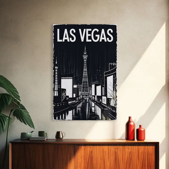 Las Vegas Travel Poster, Canvas Print, Dark Moody City Wall Art, Las Vegas Wall Art, Travel Poster Art, Travel Poster Set, Wanderlust Decor