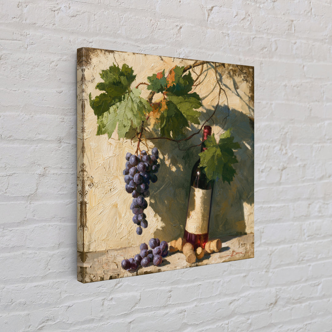 Botanical Grapevine with Leaves and Fruit Canvas Print, Dining Room Art, Bedroom Wall Art, Dining Room Decor, Dining, DRA-1x1-21