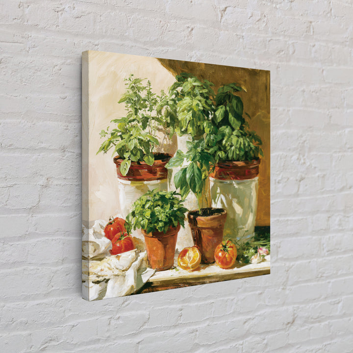 Modern Kitchen Herbs Framed Canvas Print, Dining Room Art, Food Art, Dining Room Decor, Abstract Art, Dining, Textured Painting, DRA-1x1-33