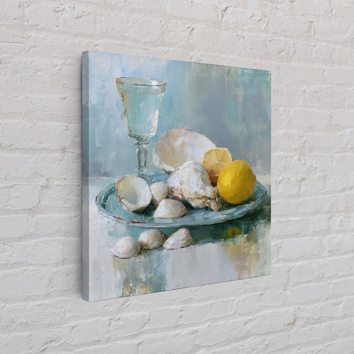 Shellfish and Lemon Still Life Framed Canvas Print, Dining Room Art, Luxury Decor, Dining Room Decor, Fine Art, Dining, DRA-1x1-40