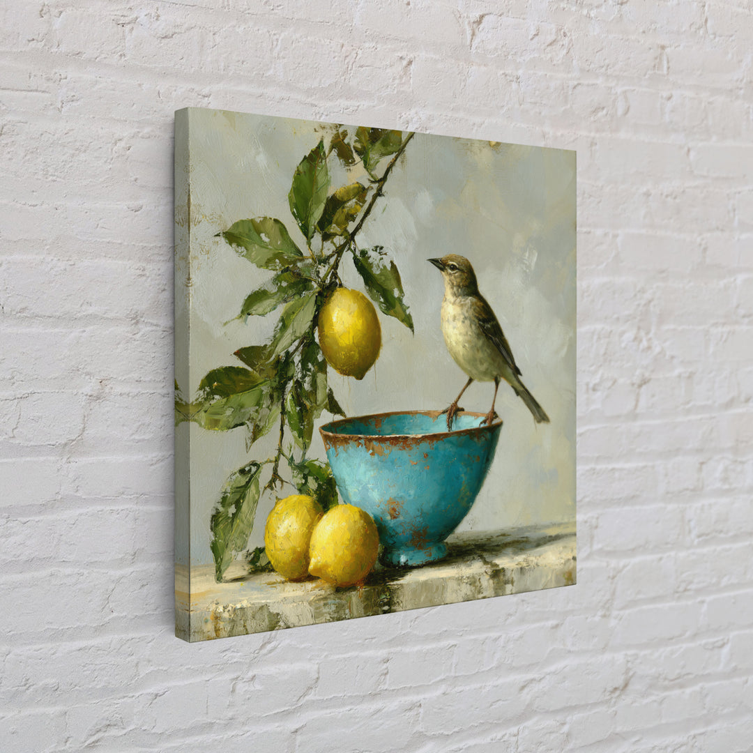 Italian Lemon Branch Framed Canvas Print, Dining Room Art, Trendy Wall Art, Dining Room Decor, Fine Art, Dining, DRA-1x1-53