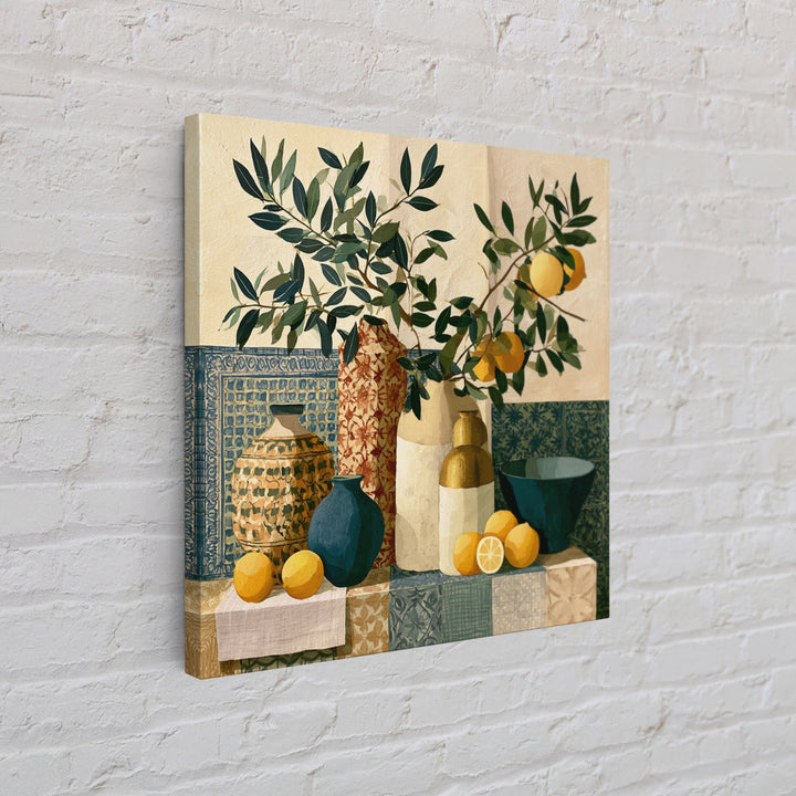 Mediterranean Olive Branch and Citrus Arrangement Canvas Print, Dining Room Art, Bedroom Wall Art, Dining Room Decor, Dining, DRA-1x1-60