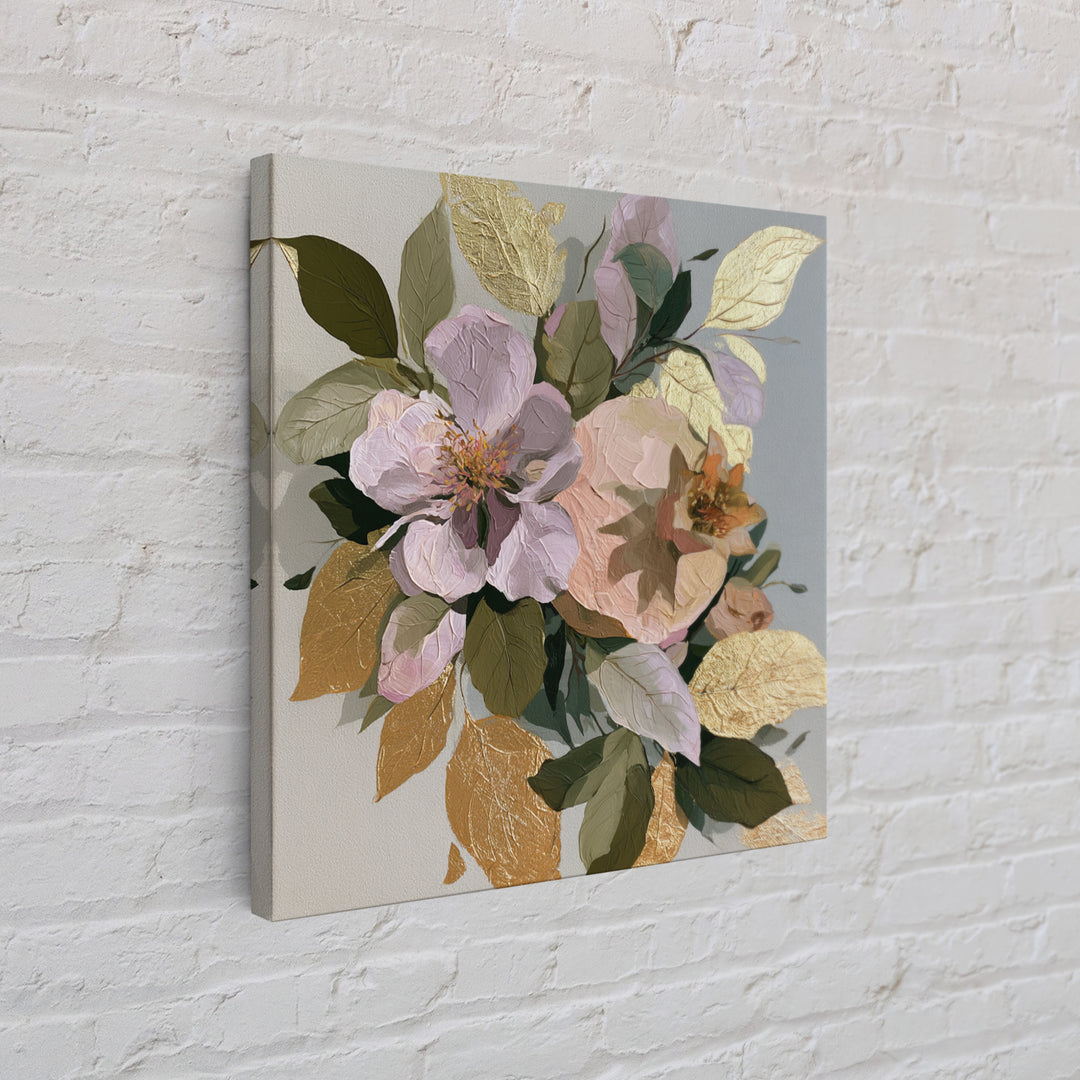 Pomegranate and Gold Leaf Botanical Study Framed Canvas Print, Dining Room Art, Canvas Art, Dining Room Decor, Oil Painting, DRA-1x1-8