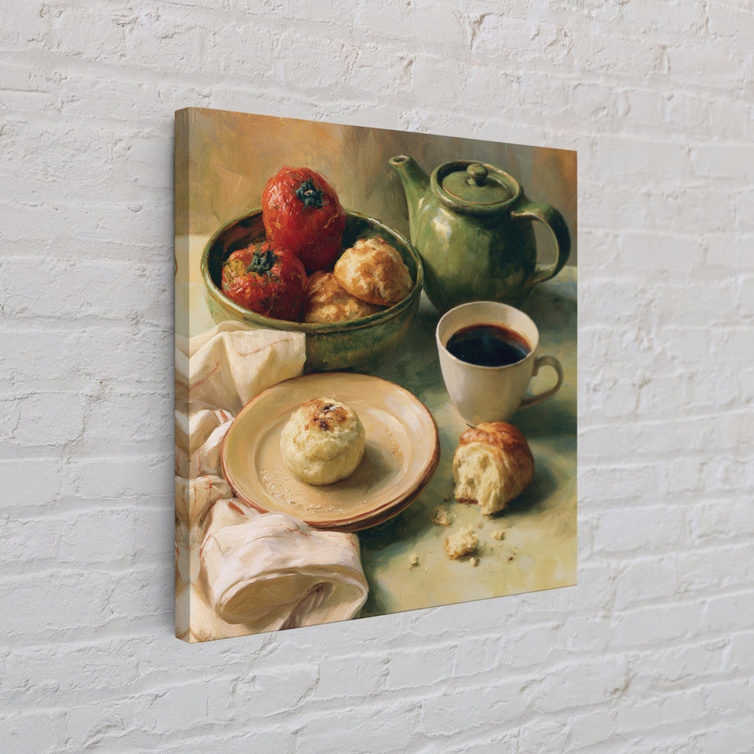 Coffee and Pastry Scene for Breakfast Nook Canvas Print, Dining Room Art, Food Art, Dining Room Decor, Fine Art, Dining, DRA-1x1-86