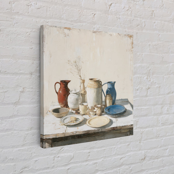 Sunlit Farmhouse Table Objects Without Room View Canvas Print, Dining Room Art, Gallery Decor, Dining Room Decor, Dining, DRA-1x1-89