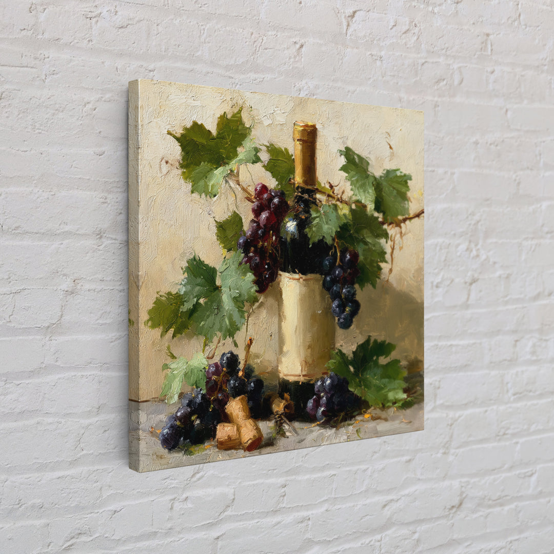 Botanical Grapevine with Leaves and Fruit Framed Canvas Print, Dining Room Art, Dining Room Decor, Watercolor Art, Dining, DRA-1x1-93