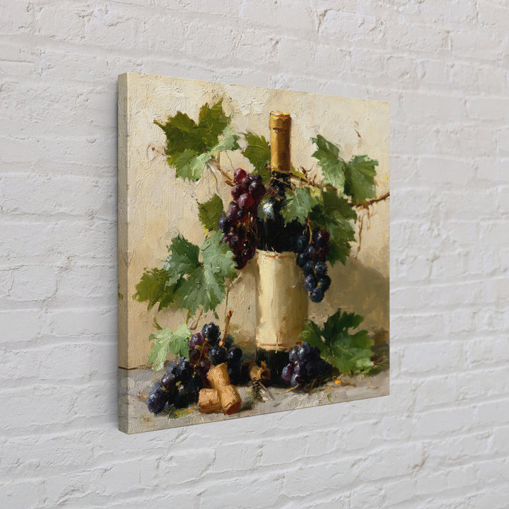Botanical Grapevine with Leaves and Fruit Framed Canvas Print, Dining Room Art, Dining Room Decor, Watercolor Art, Dining, DRA-1x1-93