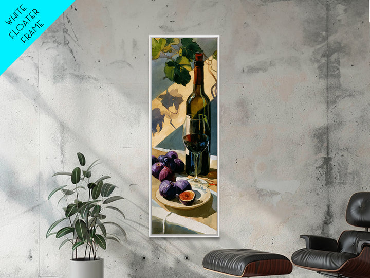 Wine Bottle and Figs on a Linen Framed Canvas Print, Dining Room Art, Statement Artwork, Dining Room Decor, Fine Art, Dining, DRA-1x3-15