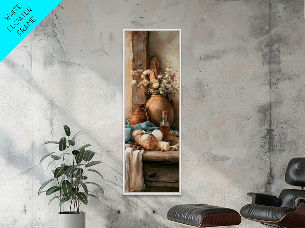 Rustic Bread Olives and Cheese Still Life Canvas Print, Dining Room Art, Set of 3 Prints, Dining Room Decor, Fine Art, Dining, DRA-1x3-18