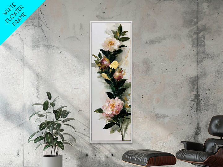 Pomegranate and Gold Leaf Botanical Study Canvas Print, Dining Room Art, Dining Room Wall Art, Dining Room Decor, Dining, DRA-1x3-20