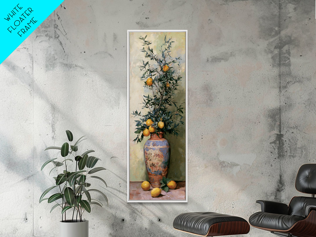 Mediterranean Olive Branch and Citrus Arrangement Canvas Print, Dining Room Art, Gallery Decor, Dining Room Decor, Dining, DRA-1x3-24