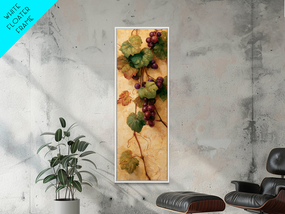 Botanical Grapevine with Leaves and Fruit Canvas Print, Dining Room Art, Dining Room Decor, Oil Painting, Dining, DRA-1x3-33