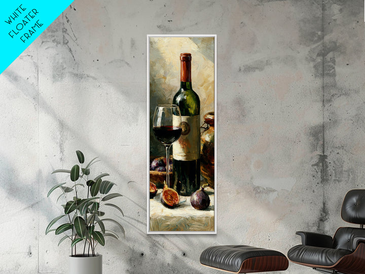 Wine Bottle and Figs on a Linen Canvas Print, Dining Room Art, Textured Painting, Dining Room Decor, Fine Art, Dining, DRA-1x3-39