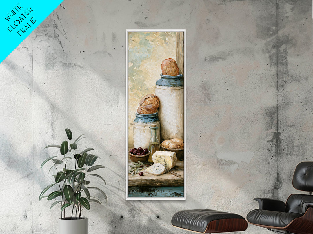 Rustic Bread Olives and Cheese Still Life Canvas Print, Dining Room Art, Set of 3 Prints, Dining Room Decor, Fine Art, Dining, DRA-1x3-42