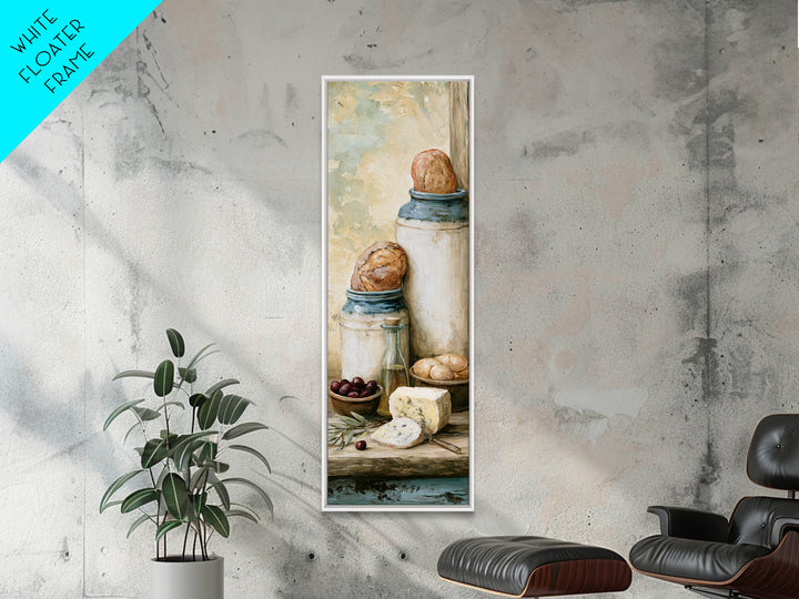 Rustic Bread Olives and Cheese Still Life Canvas Print, Dining Room Art, Set of 3 Prints, Dining Room Decor, Fine Art, Dining, DRA-1x3-42