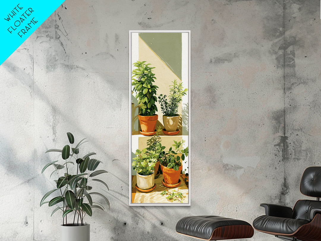 Modern Kitchen Herbs Framed Canvas Print, Dining Room Art, Dining Room Wall Art, Dining Room Decor, Oil Painting, Dining, DRA-1x3-45