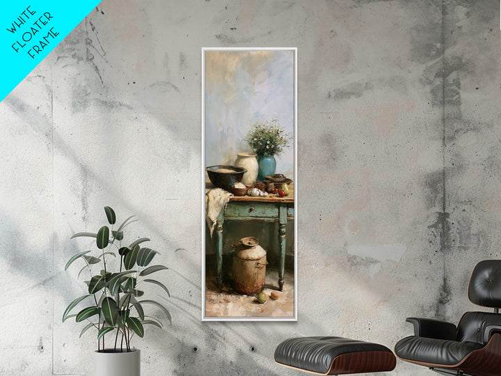 Sunlit Farmhouse Table Objects Without Room View Canvas Print, Dining Room Art, Coastal Decor, Dining Room Decor, Dining, DRA-1x3-53