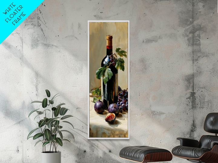 Wine Bottle and Figs on a Linen Canvas Print, Dining Room Art, Canvas Art, Dining Room Decor, Abstract Art, Dining, DRA-1x3-63