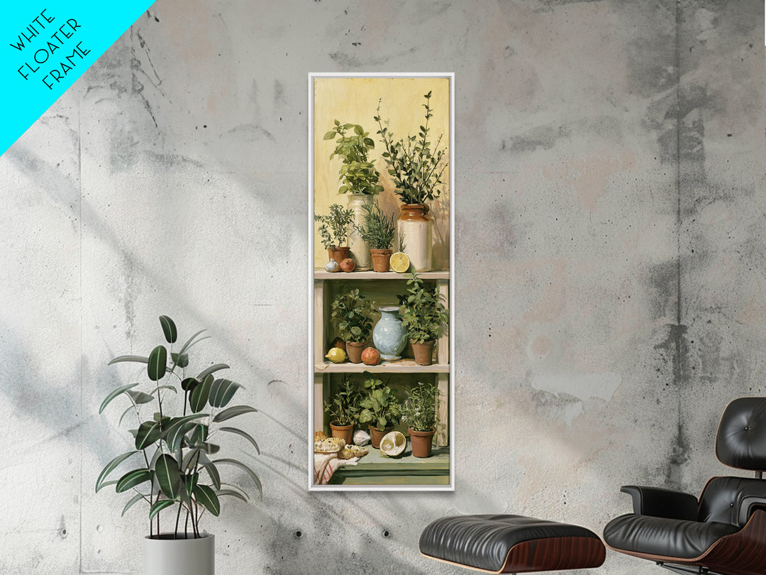Modern Kitchen Herbs Framed Canvas Print, Dining Room Art, Dining Room Wall Art, Dining Room Decor, Oil Painting, Dining, DRA-1x3-69