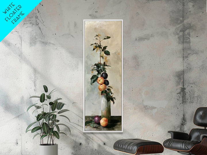 Peach and Plum Still Life Framed Canvas Print, Dining Room Art, Kitchen Prints, Dining Room Decor, Fine Art, Dining, Art Print, DRA-1x3-8