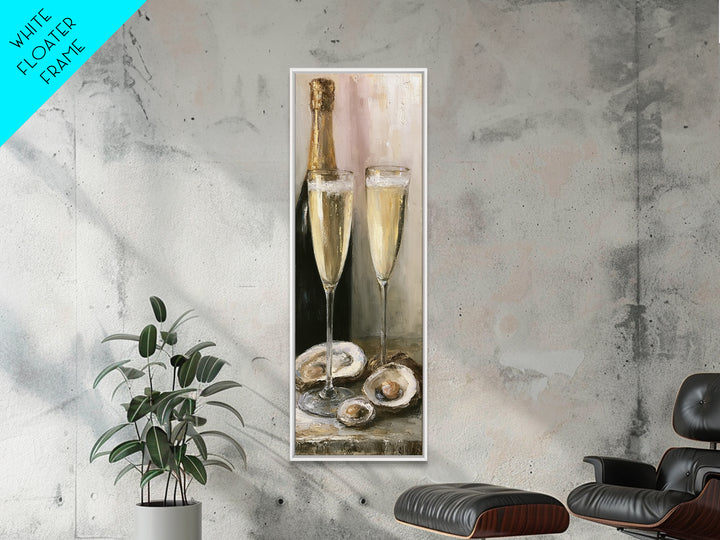 Elegant Oyster and Champagne Still Life Framed Canvas Print, Dining Room Art, Kitchen Art, Dining Room Decor, Oil Painting, DRA-1x3-91