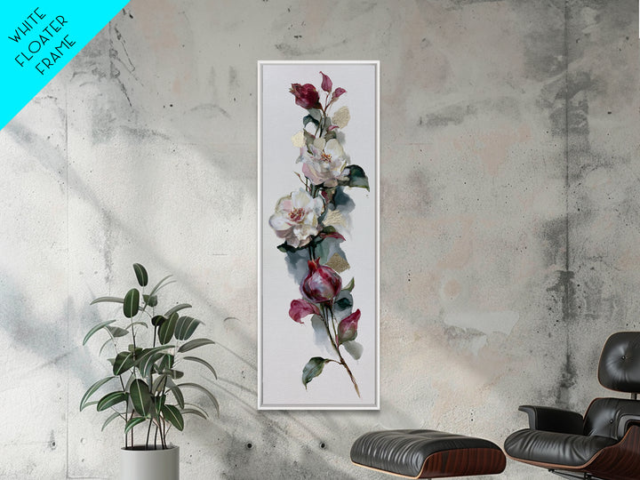 Pomegranate and Gold Leaf Botanical Study Framed Canvas Print, Dining Room Art, Canvas Art, Dining Room Decor, Fine Art, Dining, DRA-1x3-92
