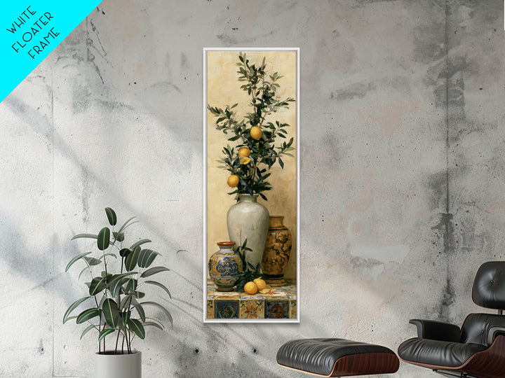 Mediterranean Olive Branch and Citrus Arrangement Canvas Print, Dining Room Art, Bedroom Decor, Dining Room Decor, Dining, DRA-1x3-96