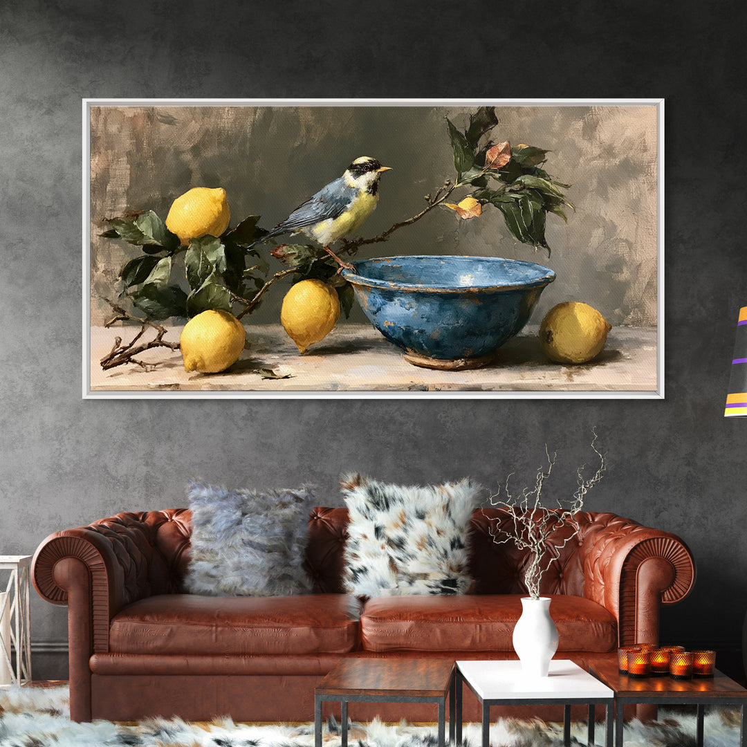 Italian Lemon Branch Framed Canvas Print, Dining Room Art, Art Print, Dining Room Decor, Oil Painting, Dining, Abstract Art, DRA-2x1-1