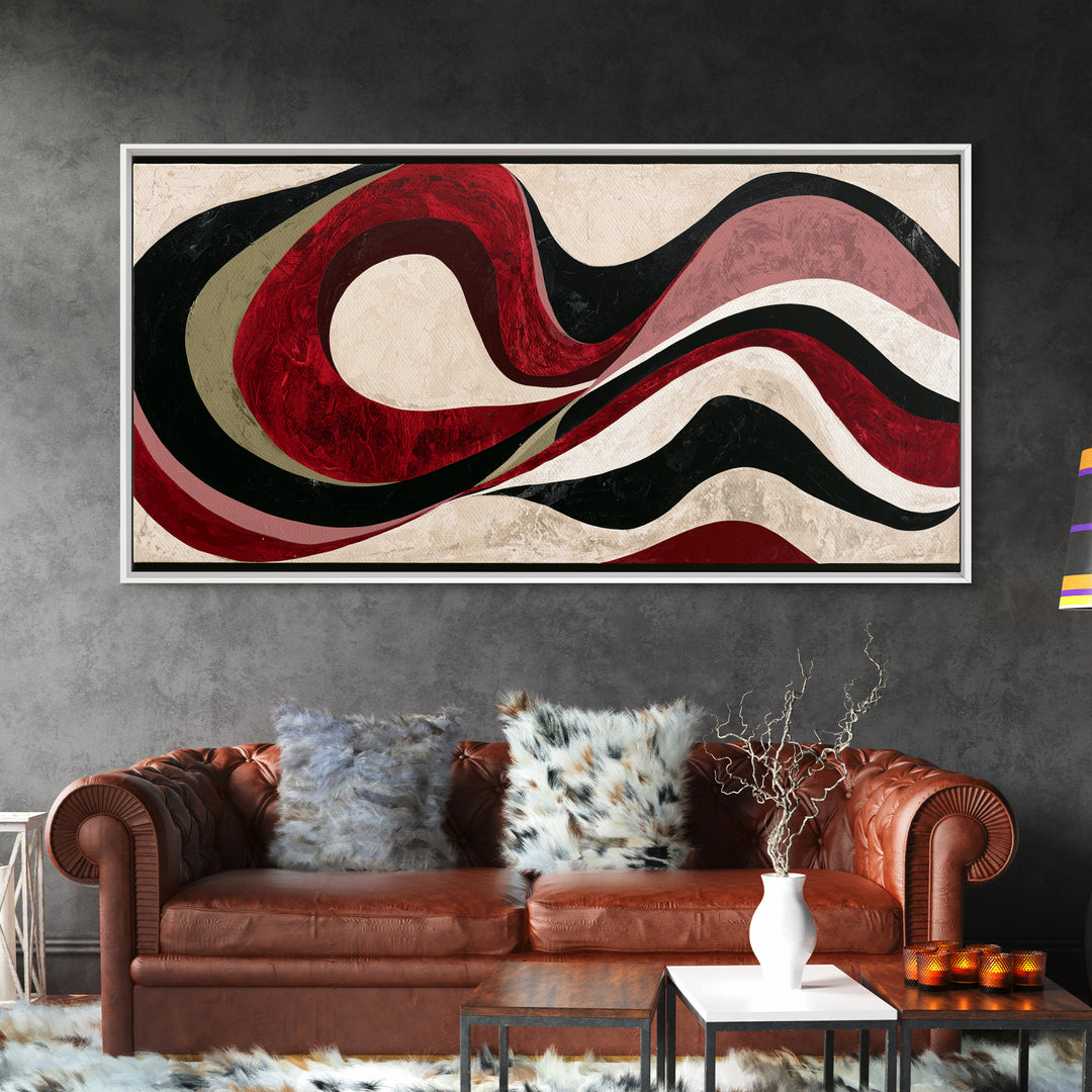 Abstract Red Wine Swirl Framed Canvas Print, Dining Room Art, Dining Room Wall Art, Dining Room Decor, Abstract Art, Dining, DRA-2x1-14