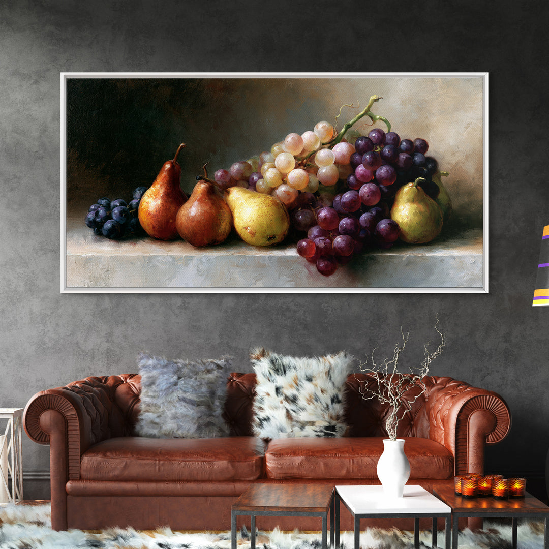Classical Fruit Still Life Canvas Print, Dining Room Art, Luxury Decor, Dining Room Decor, Oil Painting, Dining, DRA-2x1-21