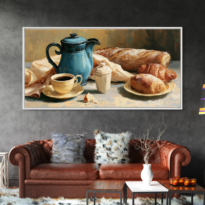 Coffee and Pastry Scene for Breakfast Nook Framed Canvas Print, Dining Room Art, Fine Art Print, Dining Room Decor, Dining, DRA-2x1-34
