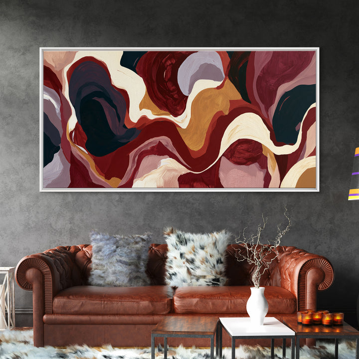 Abstract Red Wine Swirl Framed Canvas Print, Dining Room Art, Dining Room Wall Art, Dining Room Decor, Abstract Art, Dining, DRA-2x1-38