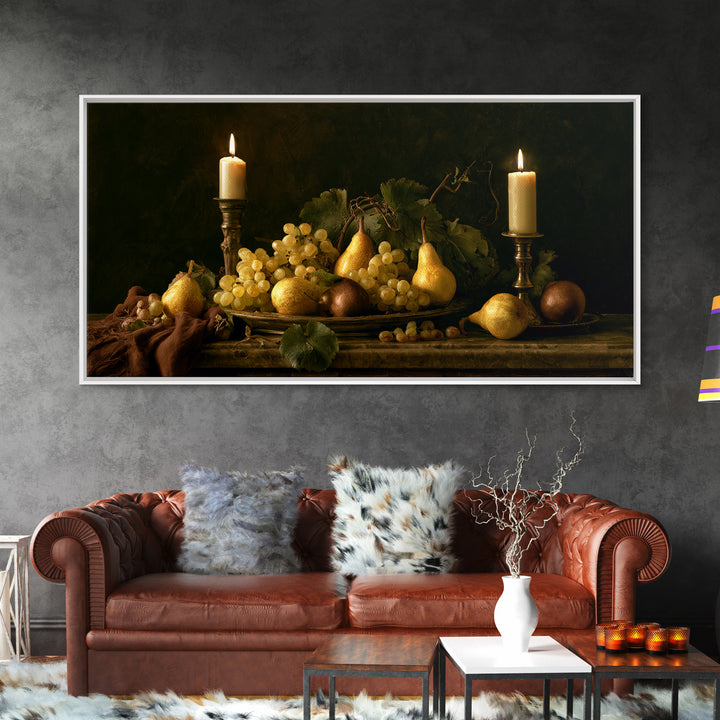 Classical Fruit Still Life Framed Canvas Print, Dining Room Art, Contemporary Art, Dining Room Decor, Fine Art, Dining, DRA-2x1-45