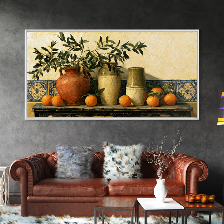 Mediterranean Olive Branch and Citrus Arrangement Canvas Print, Dining Room Art, Printable Wall Art, Dining Room Decor, Dining, DRA-2x1-56