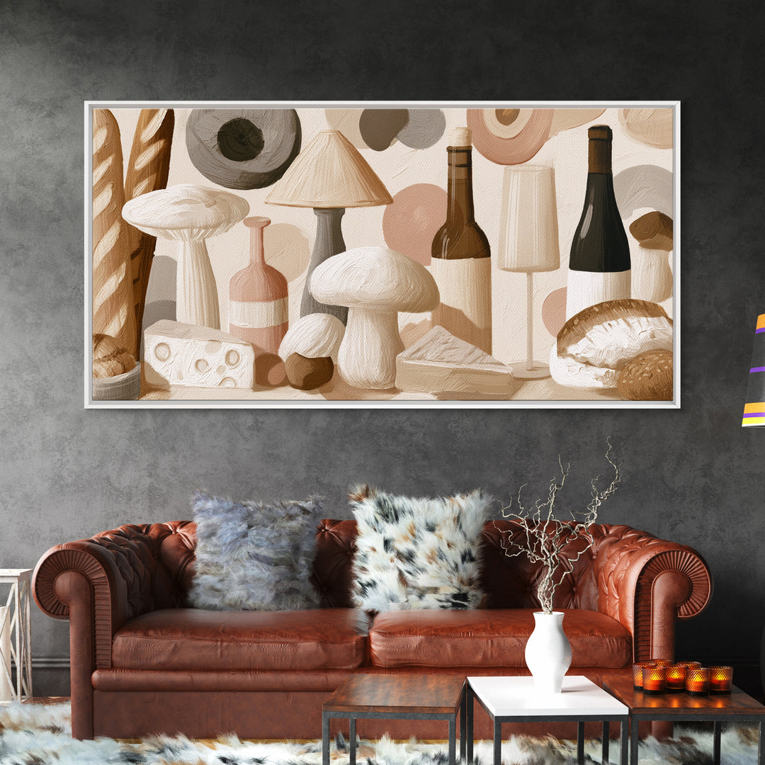 French Bistro Food Illustration Without Text Framed Canvas Print, Dining Room Art, Modern Decor, Dining Room Decor, Dining, DRA-2x1-6