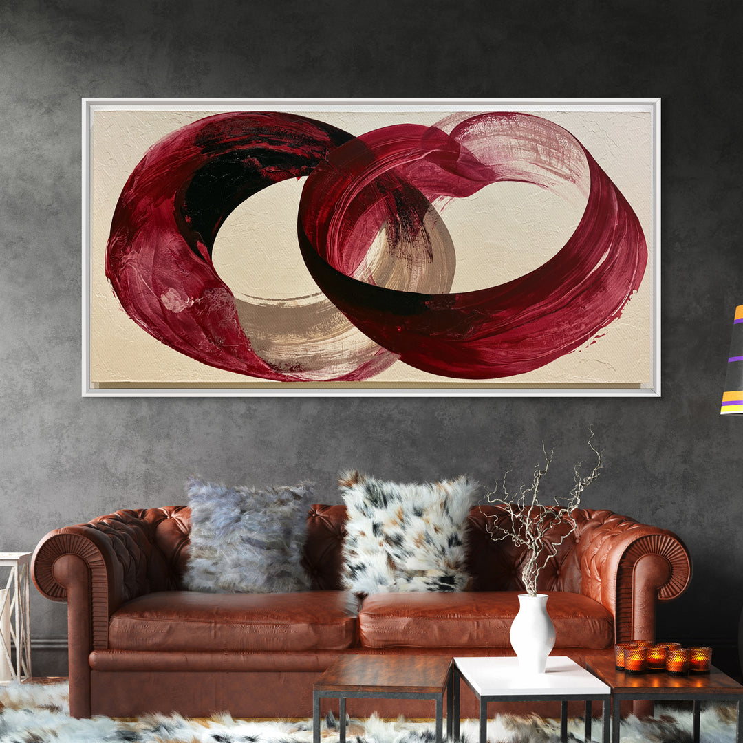 Abstract Red Wine Swirl Canvas Print, Dining Room Art, Statement Artwork, Dining Room Decor, Abstract Art, Dining, DRA-2x1-62