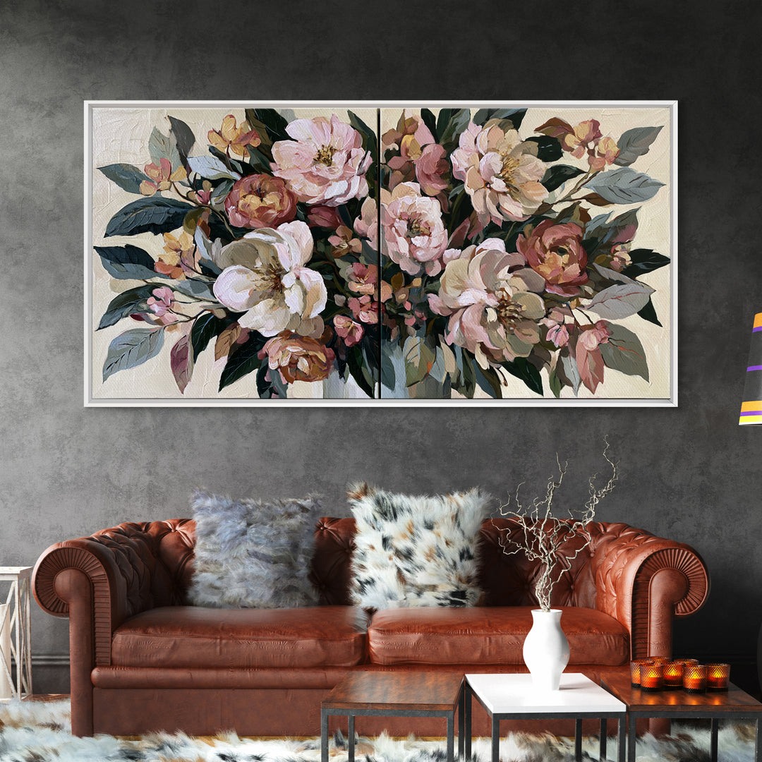 Large Expressive Flower Vase Canvas Print, Dining Room Art, Abstract Art, Dining Room Decor, Watercolor Art, Dining, DRA-2x1-68