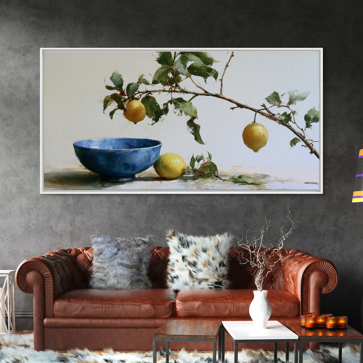 Italian Lemon Branch Canvas Print, Dining Room Art, Wall Art, Dining Room Decor, Watercolor Art, Dining, Printable Art, DRA-2x1-73