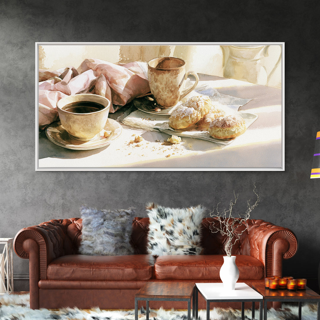Coffee and Pastry Scene for Breakfast Nook Canvas Print, Dining Room Art, Room Decor, Dining Room Decor, Fine Art, Dining, DRA-2x1-82