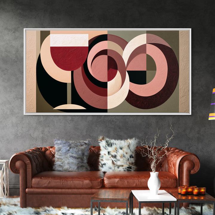 Abstract Red Wine Swirl Framed Canvas Print, Dining Room Art, Textured Painting, Dining Room Decor, Abstract Art, Dining, DRA-2x1-86